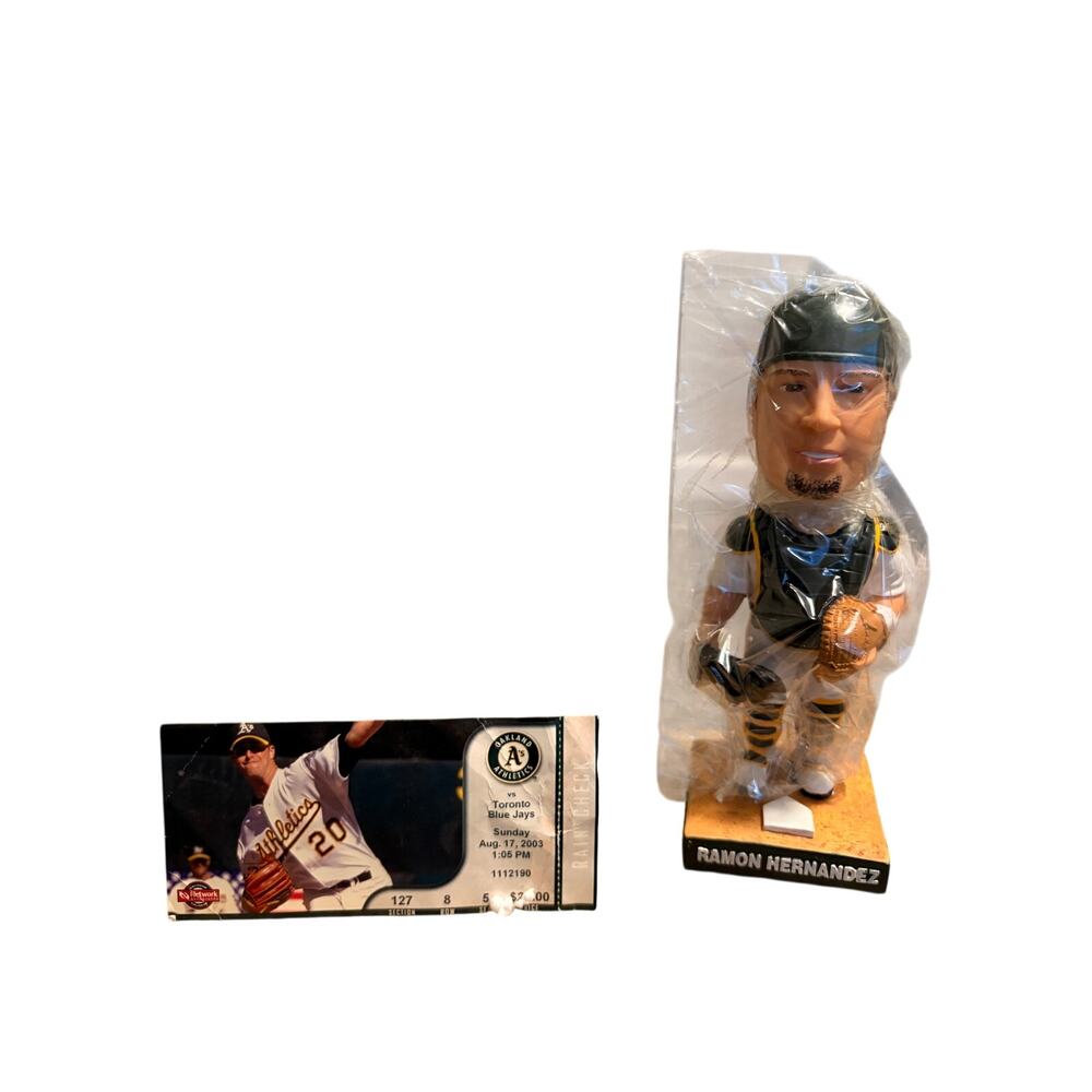 Ramon Hernandez Oakland A's 2003 Bobblehead w/ Box & Original Ticket Stub